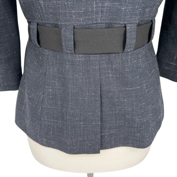 Classiques Entier Wool Linen Tie Waist Blazer Jacket Navy Blue Size 6 - Picture 5 of 14